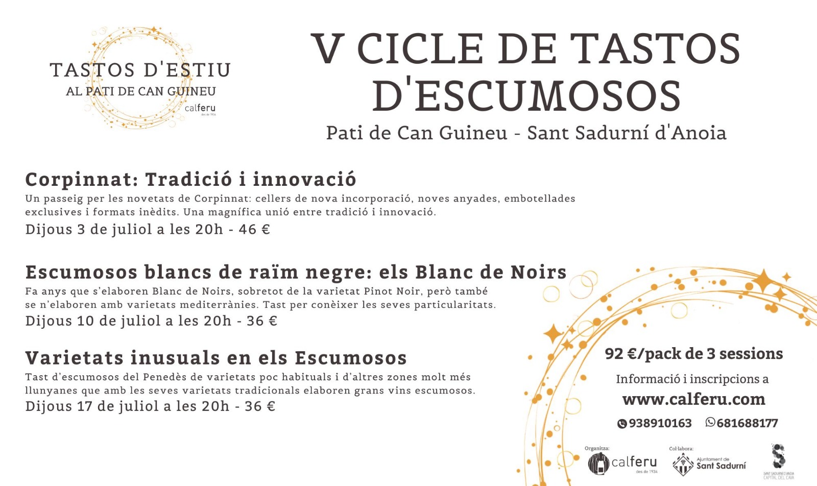 Vè Cicle de tastos d'escumosos al Pati de Can Guineu